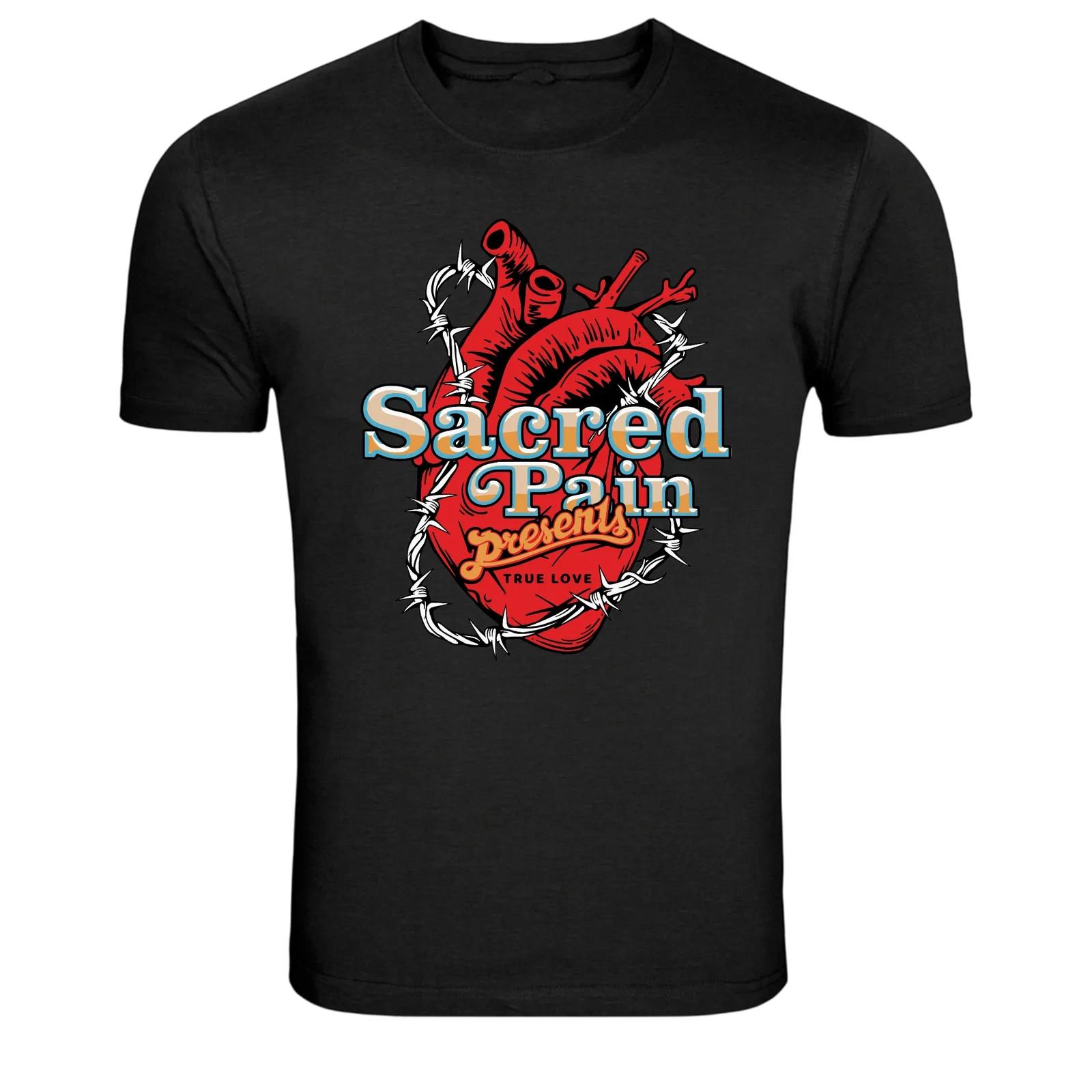 Sacred Pain True Love Heart Tattoo Graphic T-Shirt 4XL