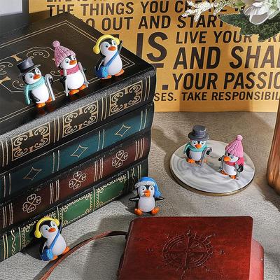 4pcs Cute Penguin Figures, Mini Penguin Figurines Collection Playset, Penguin Cake Topper Fairy Garden Party Decoration