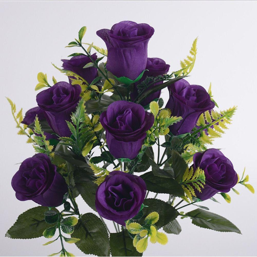 12 Heads Fake Flowers Simulated Artificial Plants Home Decor Rose Flowers Bouquet  Table