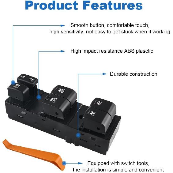 Dual-Auto Power Master Window Switch Compatible with Subaru Outback Legacy 2.5L 3.6L 2015 2016 2017, Driver Left Side 3 + 16 Pins, Replacement for