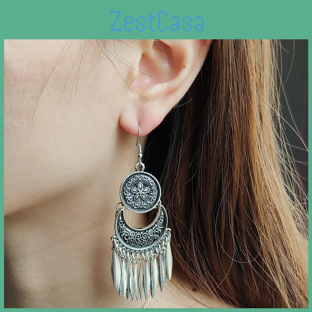 Metal Geometric Earrings With Silver Tone For Casual And Formal Wear Party