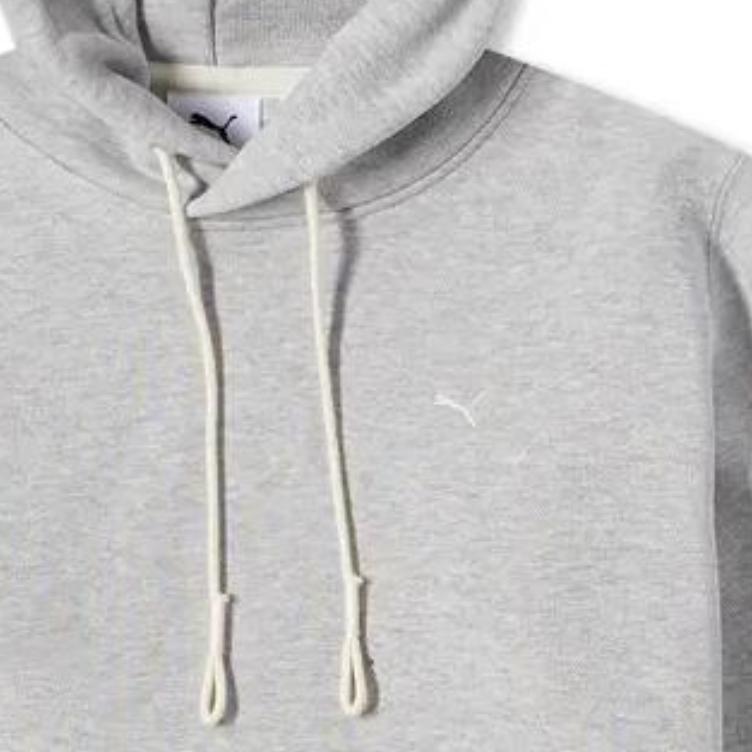 Puma Solid Color Pullover Hoodie With Embroidered Logo Men Hoodies Gray 533464-04