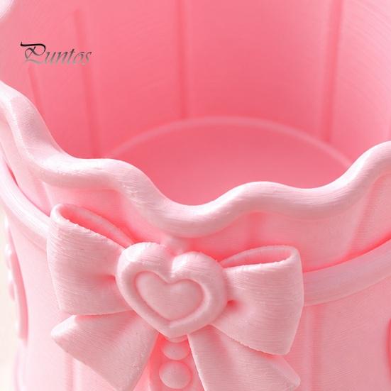 Pink Bow Stationery Holder Makeup Brush Holder, 3D Printed Desk Organizer, Cosmetic Brushes Container & Pen Storage Cup for Vanity Decoration