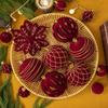 Burgundy Christmas Ornaments Delicate Christmas Ball Ornaments Christmas Ornament Set Flocked For Gift Box Storage