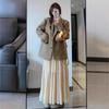 Women's Chiffon Elastic High Waist Pleated A-Line Flared Maxi Skirts Summer Flowy Boho Maxi Long Skirt Skort Comfy Relaxed Beach Vacation Clothes