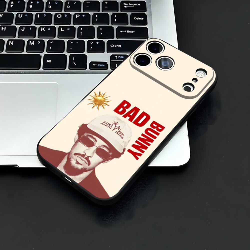 Coque de téléphone Singer B-Bad Bunny Pour IPhone 17 Air 16 E Pro Max 15 14 13 Mini 12 Pro 11 Max Plus Coque Souple Noire