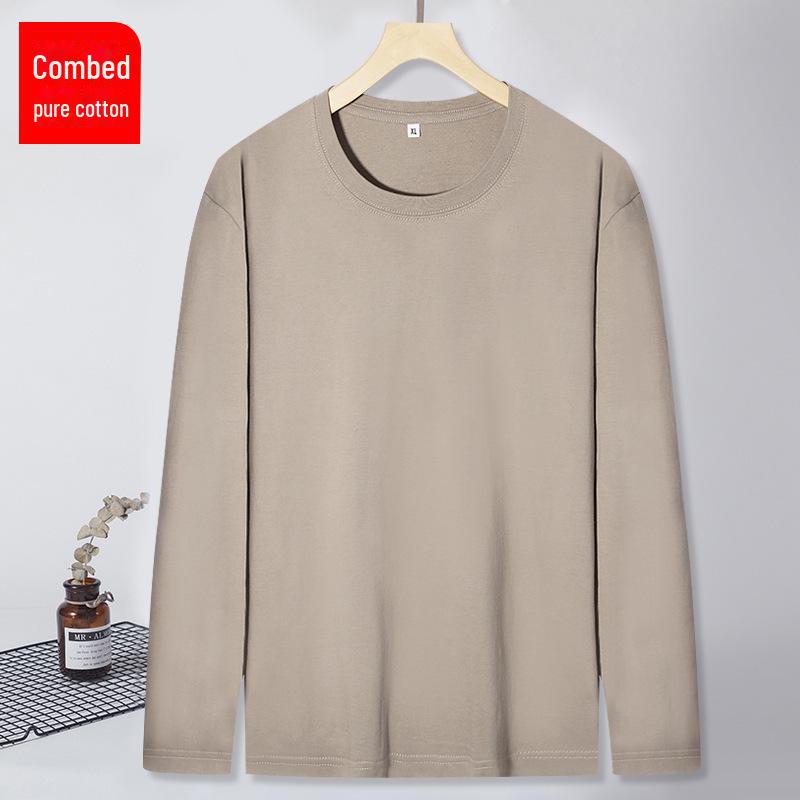 

Мужская белая хлопковая футболка с длинными рукавами и круглым вырезом - свободный крой, однотонный осенний топ L