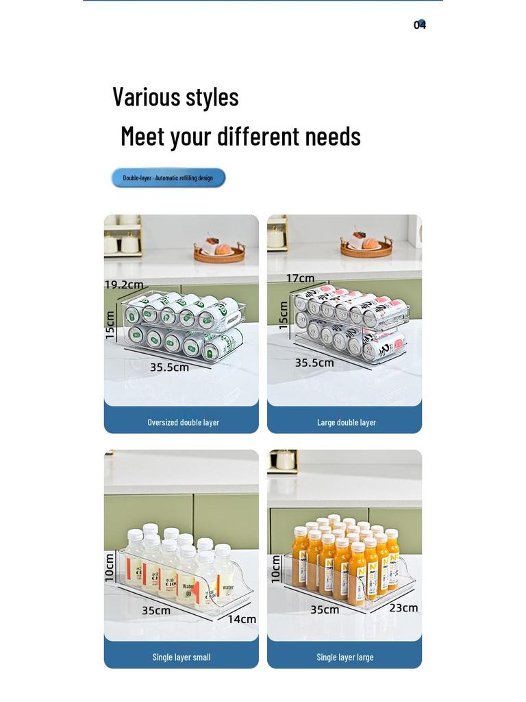 Double-Layer Self-Rolling Beverage Storage Rack for Cans (Large Size)