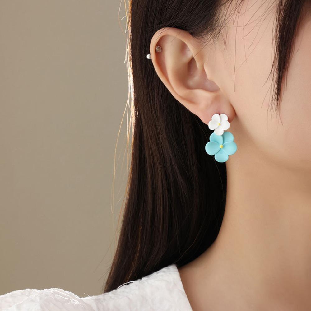 

Korean Style Egg Flower Ear Pendant Ear Accessories Floral Earrings Lady Girls синий/белый