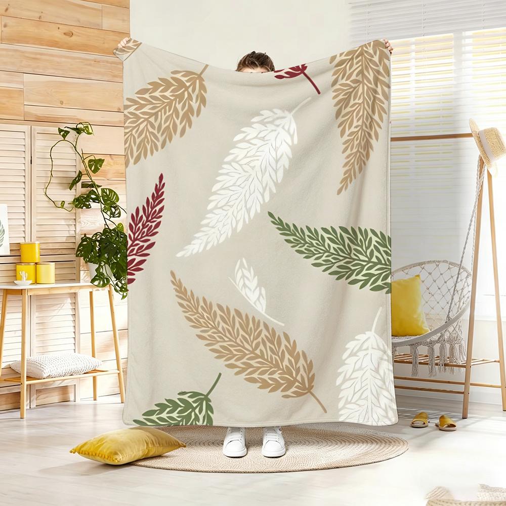 Fresh Leaf Repeat Throw Lightweight  Flannel Blanket Soft Skin-Friendly For Summer Cooling