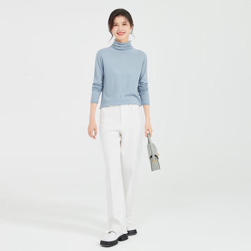 Jinjuan 100% Merino Wool Women's Mock Neck Sweater