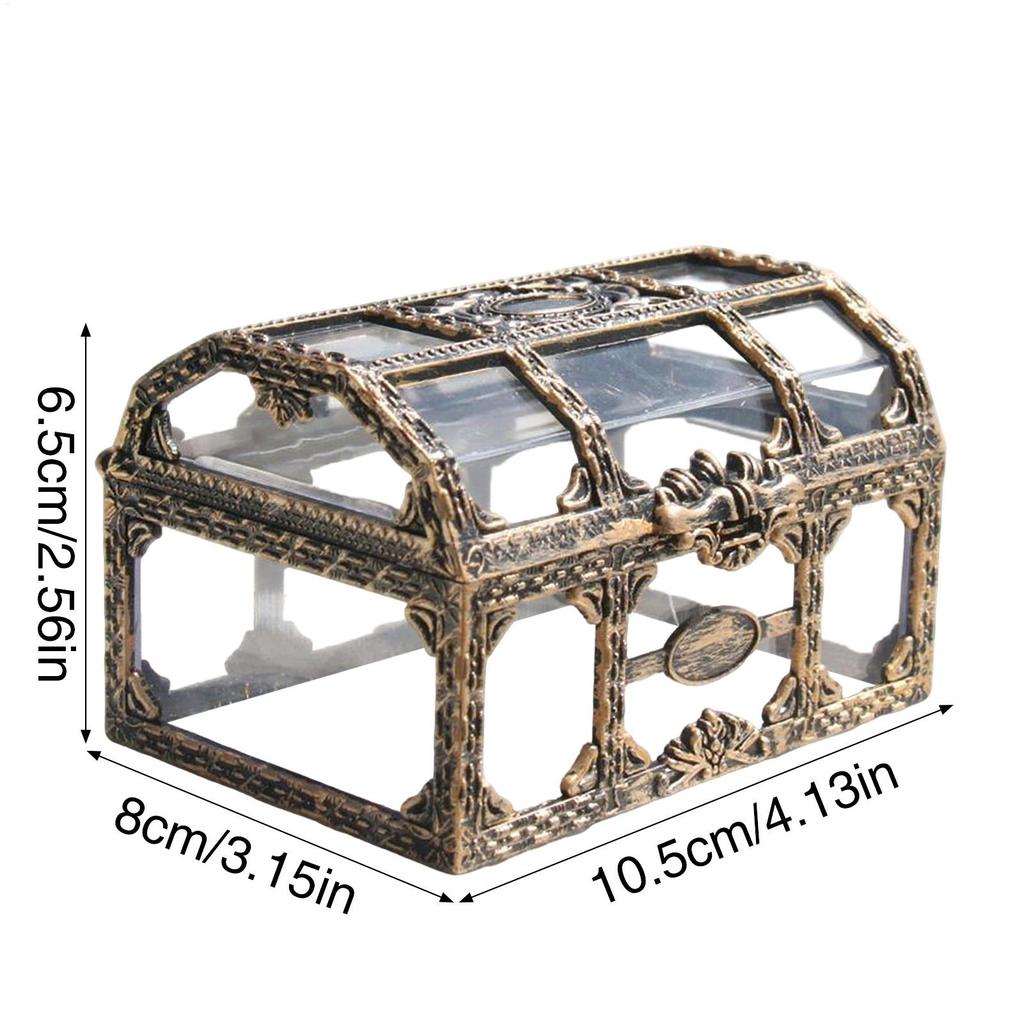 Treasure Box Toys Transparent Treasures Collection Storage Chest Portable Vintage Box Container for Girl Halloween Carnivals