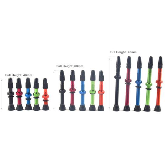 2Pcs 55/60/78mm Road MTB Bike Bicycle Tubeless Tires Alloy Presta Valve Stems