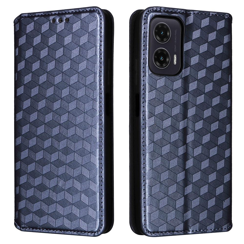 For Motorola Moto G35 5G Wallet Case Rhombus Imprinted Leather Phone Cover