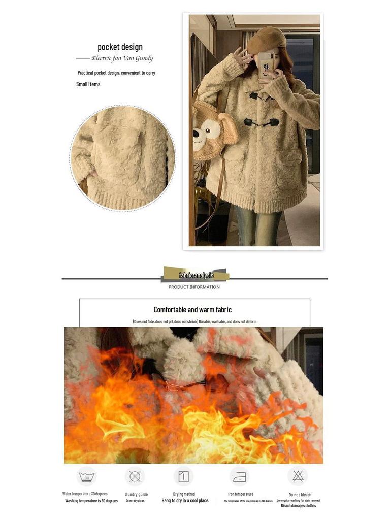 Women's Spring/Summer Lambswool Fur Coat - Thick, Warm, Furry, Korean Style, Loose Fit, Slimming