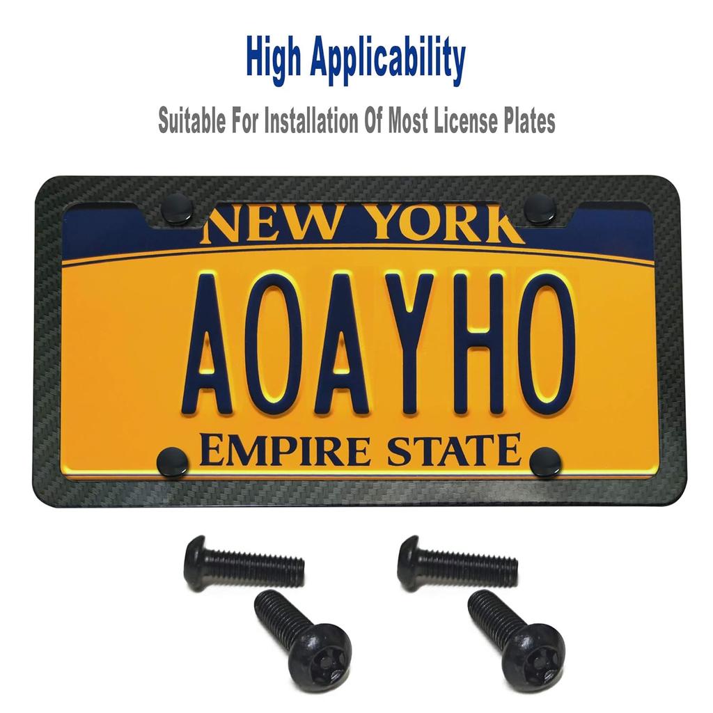 Aootf Anti Theft License Plate Screws- Black Bolts For Locking Car Tag, Frame And Cover, Mounting Hardware Kit For Front/Rear, M6 Stainless Steel