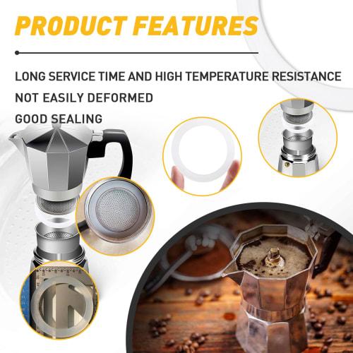 6-Piece Bialetti Moka Express Dama Gasket Seal Rings (6-Cup Capacity) - Spare Food-Grade Silicone Sealing Rings for Aluminum Stovetop/Coffee Maker Pot