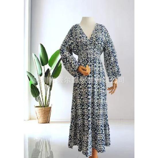 New Year's Large Size Super Immortal V-Neck Floral Dress Seaside Holiday Beach Dress Loose Long Skirt