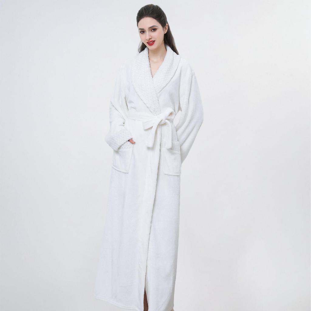 Peignoir de bain en flanelle épaisse de style européen et américain pour l'automne et l'hiver