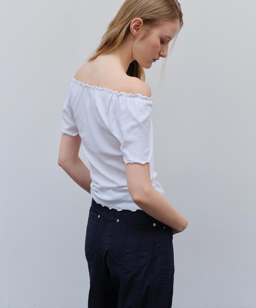 THERYE Shirring 2Way T-Shirt(White)