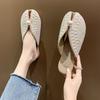 Slippers Summer New 2025 Fashion Rhinestone Home Women's Mules Shoes Elegant Mirror Luxury Designer Flat Low Sandals Woman House