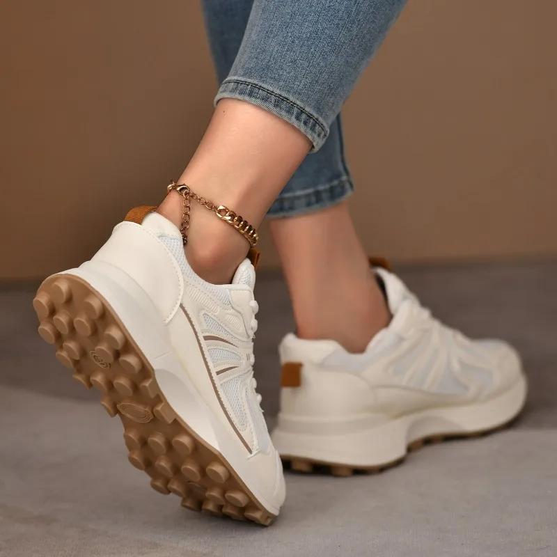 2024 Hot Sale Shoes for Women Lace-up Women's Vulcanize Shoes Fashion Round Toe High Quality Breathable Outdoor Casual Shoes