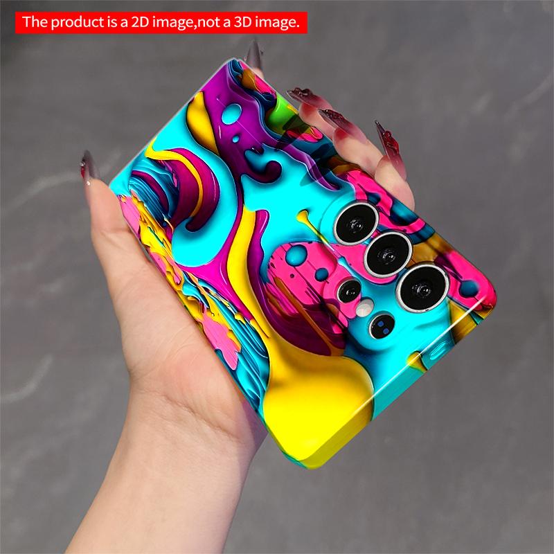 2DFlat Samsung Phone Case Vibrant Liquid Paint Splash Phone Case Applicable To Galaxy S23 S24 S25ULTRA S26 A12 A14 A15 A16 A54 A55