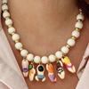Creative Handmade Bead Bikini Doll Pendant Necklace With Colorful Glass Beads for Kids Beach Party Accessories