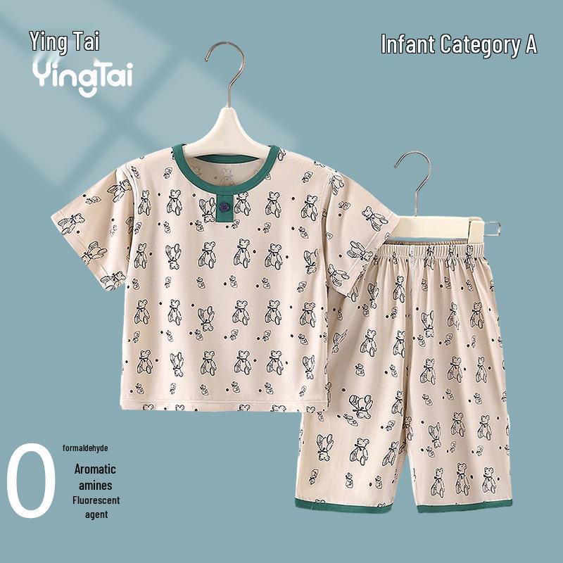 Boys Breathable Lenzing Modal Short-Sleeve Set - Summer Air Conditioning Class A 110cm (3-5 years, 100-110cm)