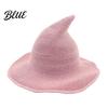 Cotton Knitted Wizard Hat Women Pointed Witch Hat Foldable Wide Brim Cap Halloween for Cosplay Autumn Winter Themed Party Costume Accessory