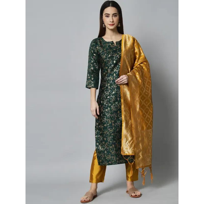 Damen Salwar Kameez Set Baumwolle Seide Indische Partykleidung Oberteil Tunika Designer Kurti VSO-1756 c