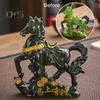 Escultura de resina para mascota de té con forma de caballo que cambia de color, adorno de caballo con base de símbolo de dinero de alta temperatura, decoración del hogar para la ceremonia del té, exhibición de riqueza