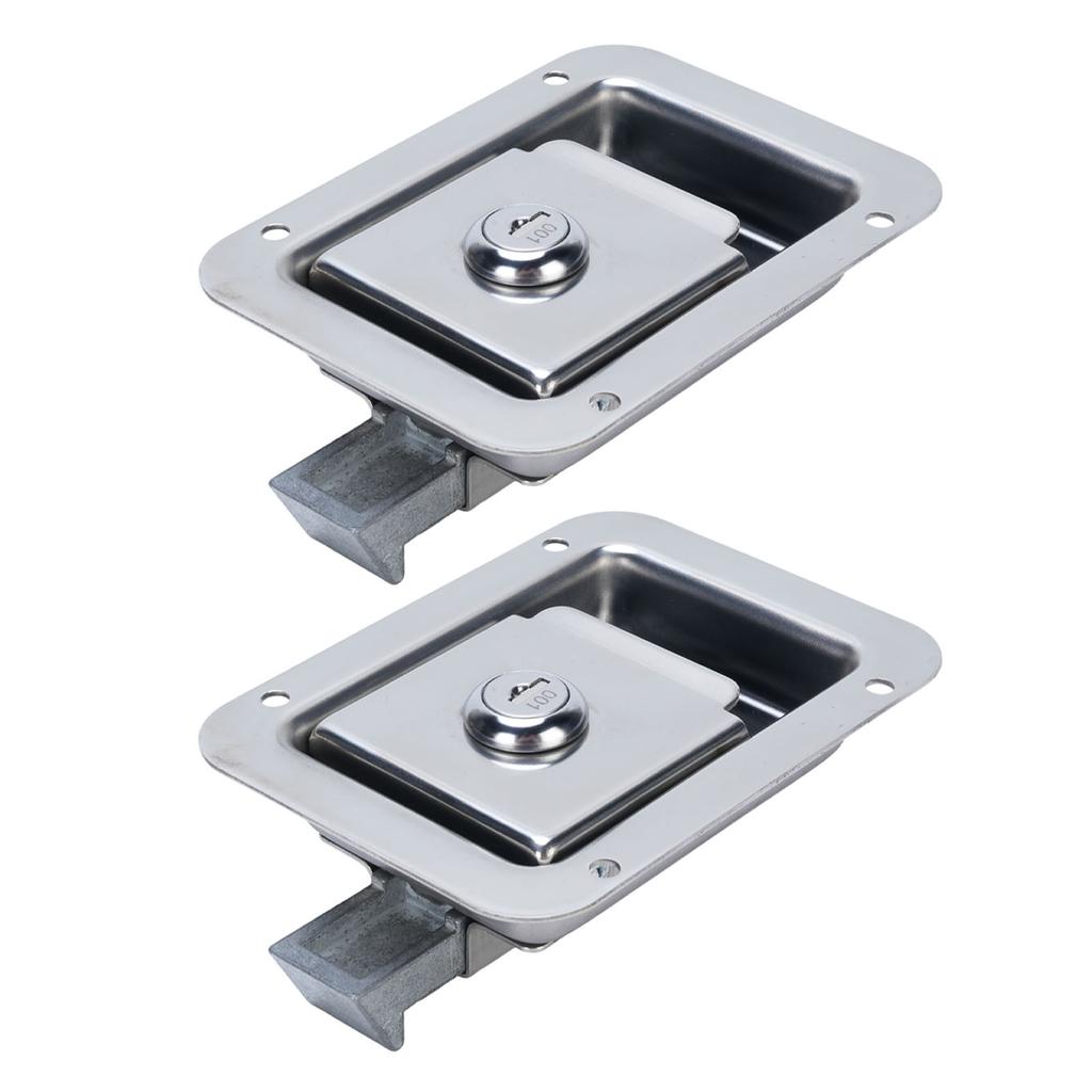 2 ST Släpvagn Paddel Dörrlås Handtag Rostfritt Stål RV Verktygslåda Paddel Panel Lås med Nycklar för Lastbil Husbil