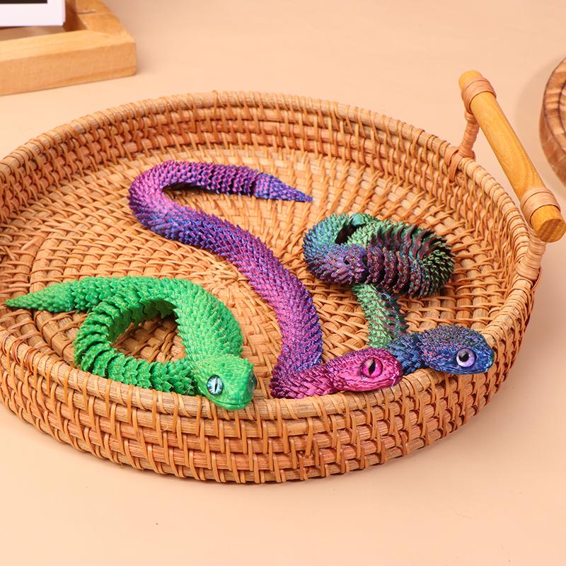 1PC Gifts For Children 3D Printed Snake Simulation Snake Figurine Flexible Joints Office Desk Toy Home Office Decor Ornament