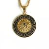 Hip Hop Altes Ägypten Runde Schmuckstücke Collares Goldfarbe Edelstahlkette Ägyptisches Auge des Horus Halsketten & Anhänger