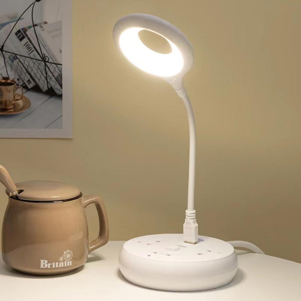 

USB Direct Plug Portable Lamp Dormitory Bedside Desk Lamp LED Eye Protection Student Study Reading Table Lamp Night Light WHITE