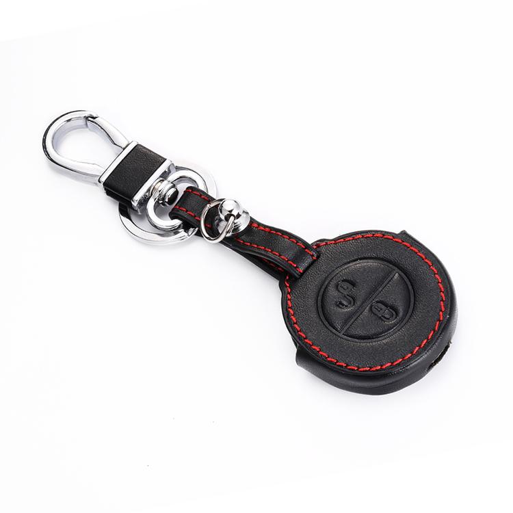 Leather Car Key Case Cover For Mitsubishi Colt Warior Carisma Spacestar Remote Fob Shell Cover 2 Buttons Key Bag Keychain