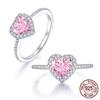 Anello in Argento Sterling 925 Autentico Anello Cuore Rosa d'Amore con Zirconia Cubica per Donne Feste di Fidanzamento Sposa Gioielli CZ Placcato Rodio