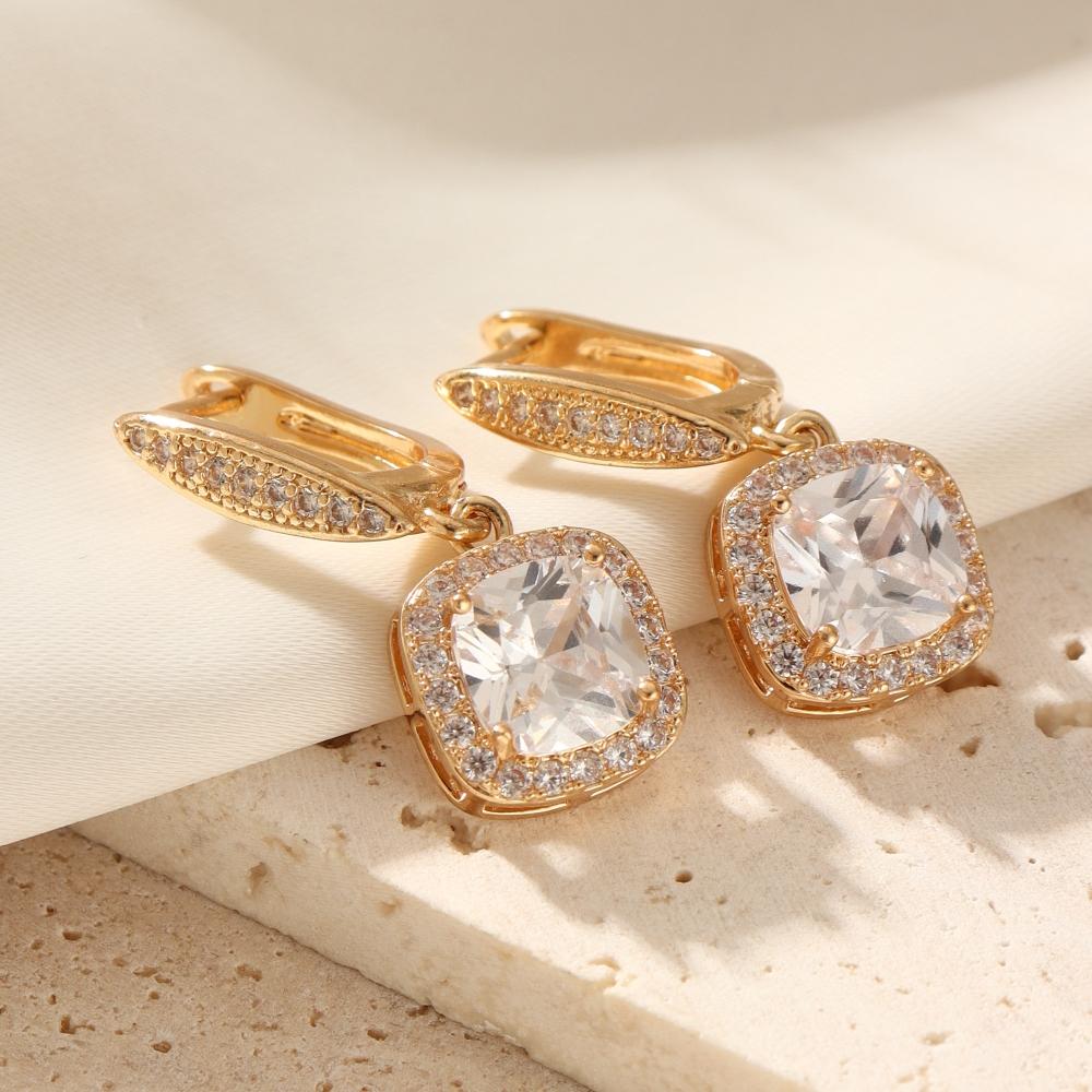 

1 пара модных квадратных висячих сережек для женщин с кубическим цирконием, повседневные свадебные аксессуары для вечеринок белый