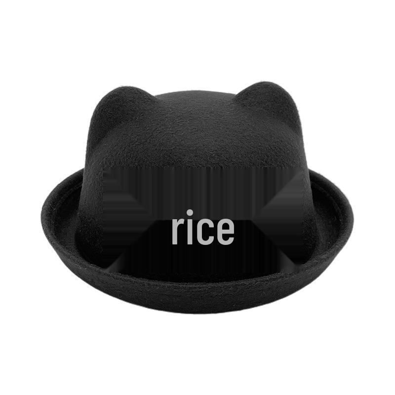 Autumn/Winter Kids' Cute Cat Ears Fedora: Korean/British Style Sunshade Wool Felt Fisherman Hat for Boys and Girls.