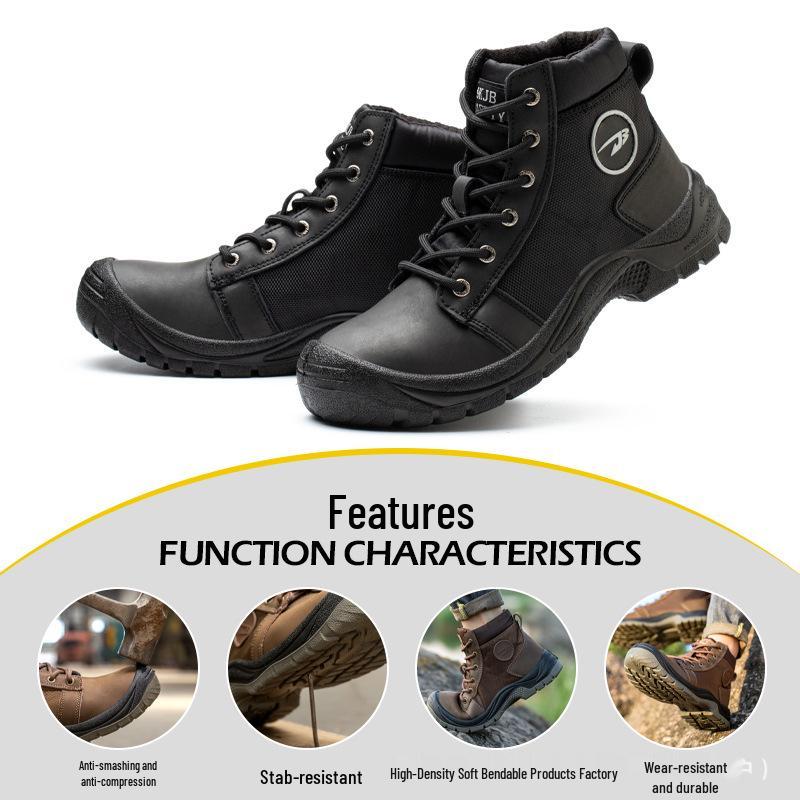 Steel Toe Lightweight Anti-smash Puncture-resistant Safety Boots for Men - Comfortable and Durable for Long Hours
