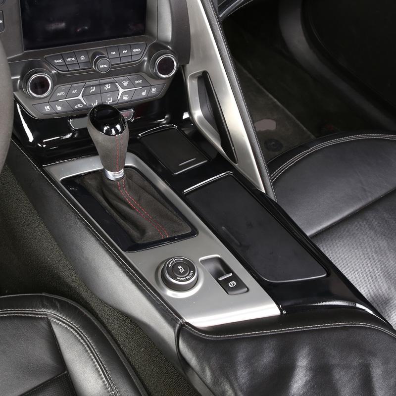 ABS Carbon Fiber Car Center Console Gear Shift Panel Frame Cover Trim For Chevrolet Corvette C7 2014- Interior