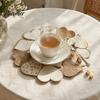 Rustic Style Placemats for Theme Displays Heart Applique Round Placemat Vintage Embroidered Hollow-Out Table Mat Dining Hollow Embroidery Linens