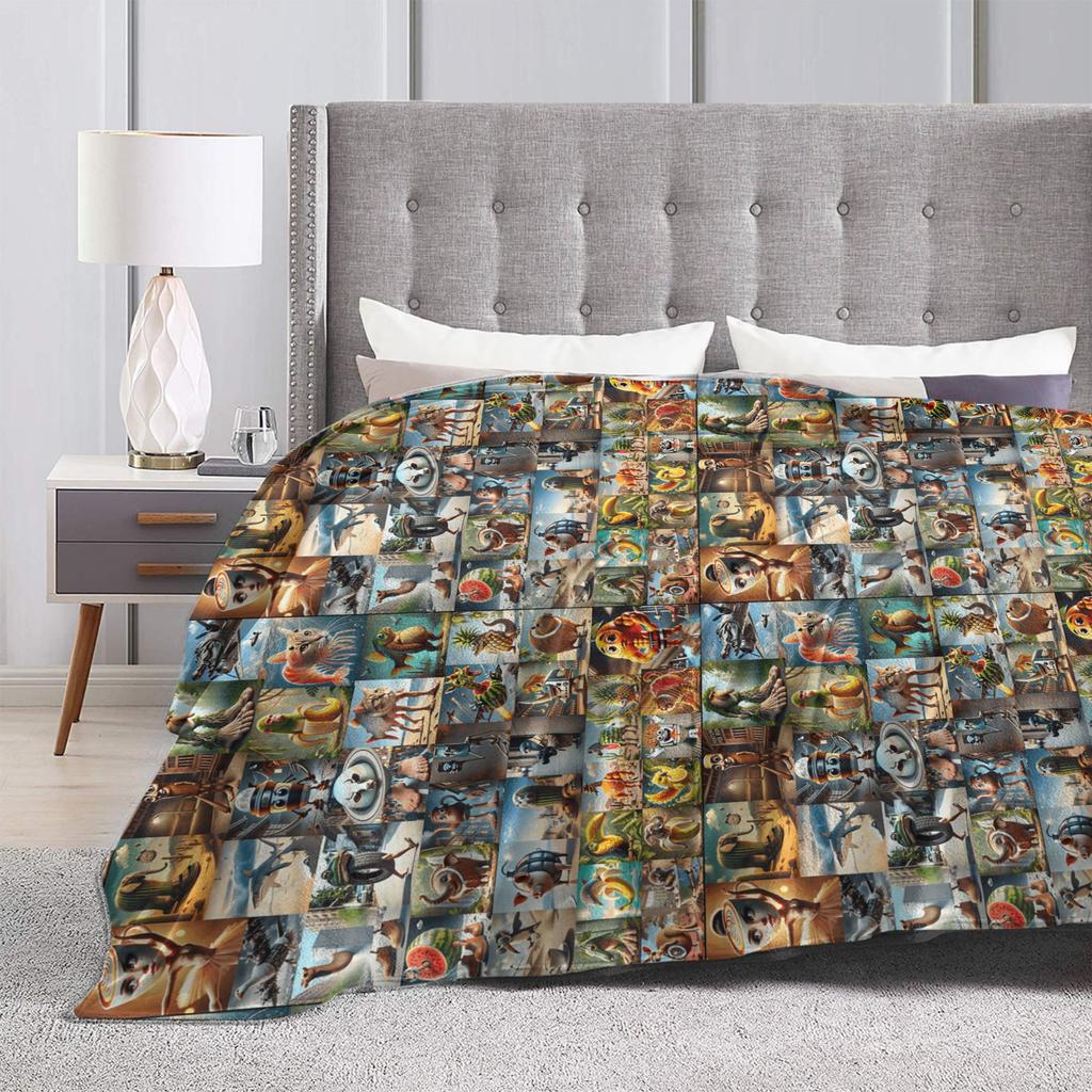 Funny Italian Brainrot Memes Compilation Blanket Travel Flannel Throw Blanket For Home Decor Super Warm Quality Bedspread Gift