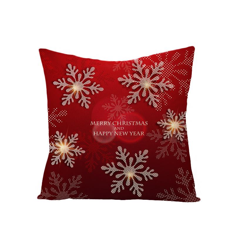 Cartoon Printed Polyester Pillow Cover Christmas Cushion Cushion Cover Red Christmas Home Decoration