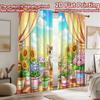 2D flat printing 2pcs Window Treatment Curtains Cute Cat Flower Balcony Digital Printed Polyester Drapes Festive Wall Decor for