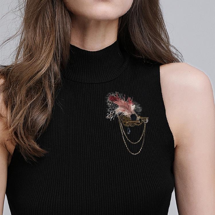 Steampunk Gear Brooch Lapel Pin with Chain Gothic Vintage Elegant Jewelry Badges