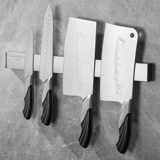 Support de coupe magnétique mural en acier inoxydable, aimant puissant, grande aspiration, Drainage étanche, organisateur d'ustensiles de cuisine antidérapant sans poinçon