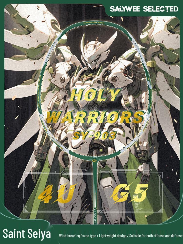 Saint Seiya 4U Aerodynamic Badminton Racket: Exquisite Coating, Carbon Mid-shaft, High Tension, Durable