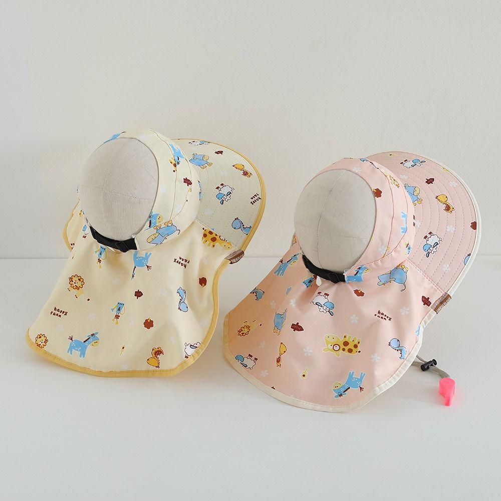 UV Protection Sun Cap Cartoon Print Beach Shawl Hat Summer Kids Bucket Hat